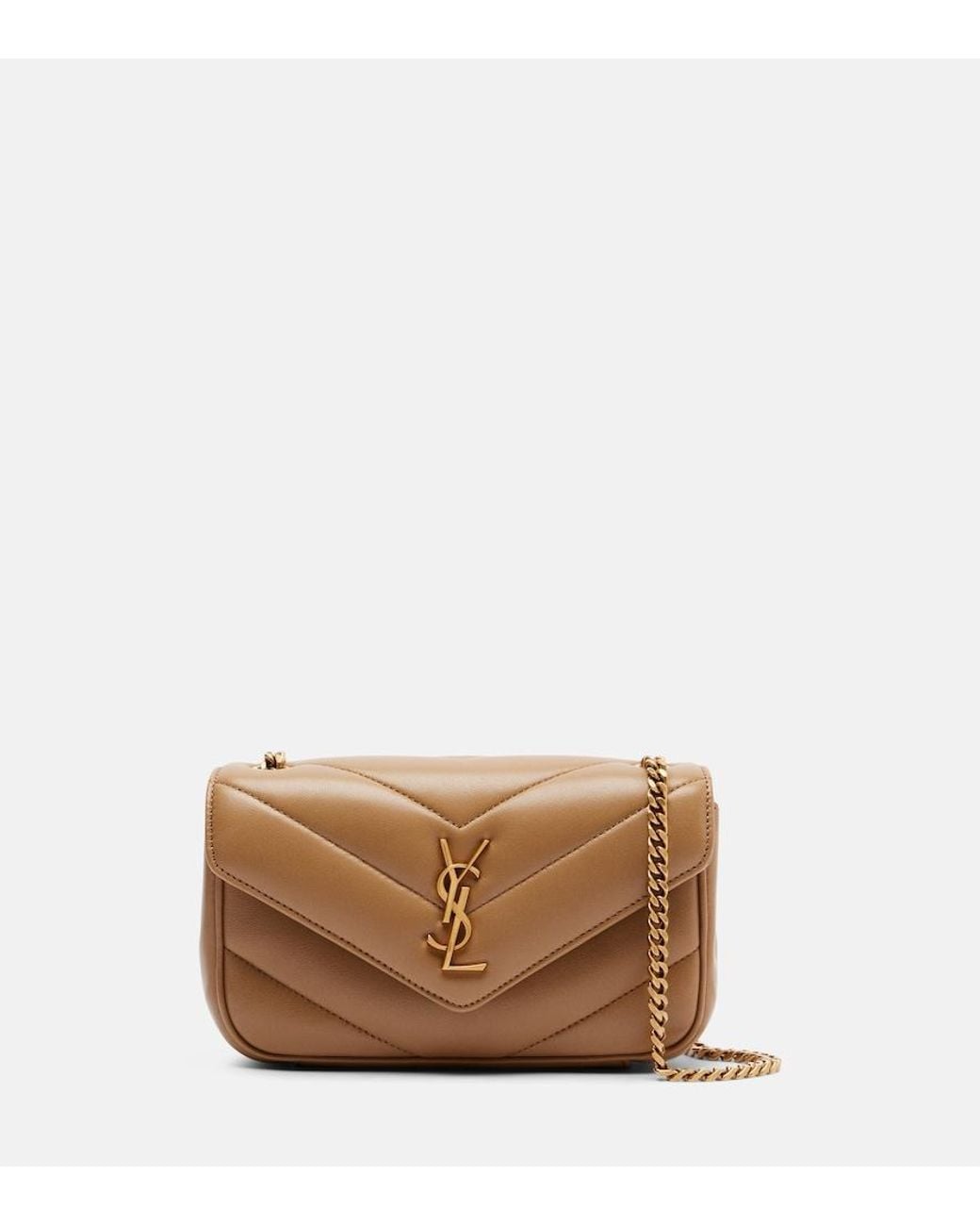 Saint Laurent Brown Loulou Mini Leather Crossbody Bag