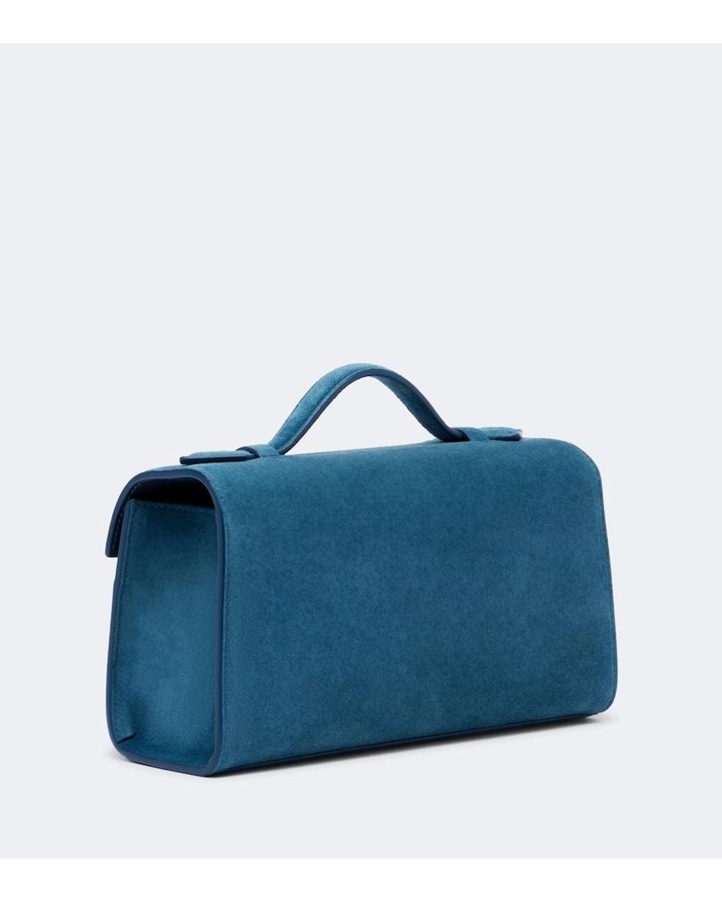 SAVETTE Blue Symmetry Pochette Small Suede Top-Handle Bag
