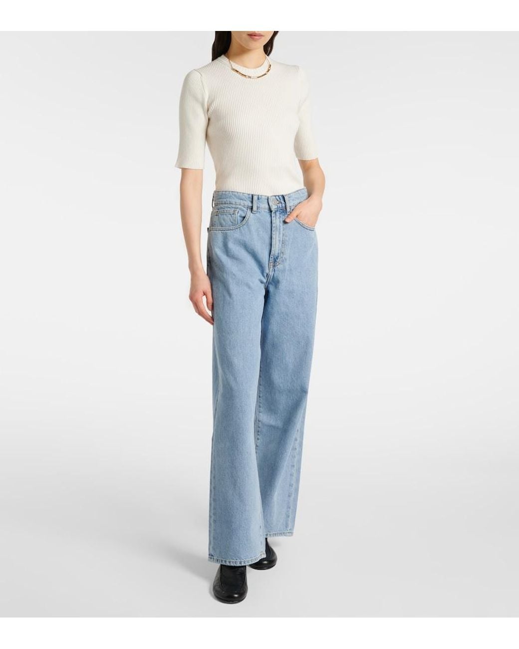 Rohe Blue Low-Rise Wide-Leg Jeans