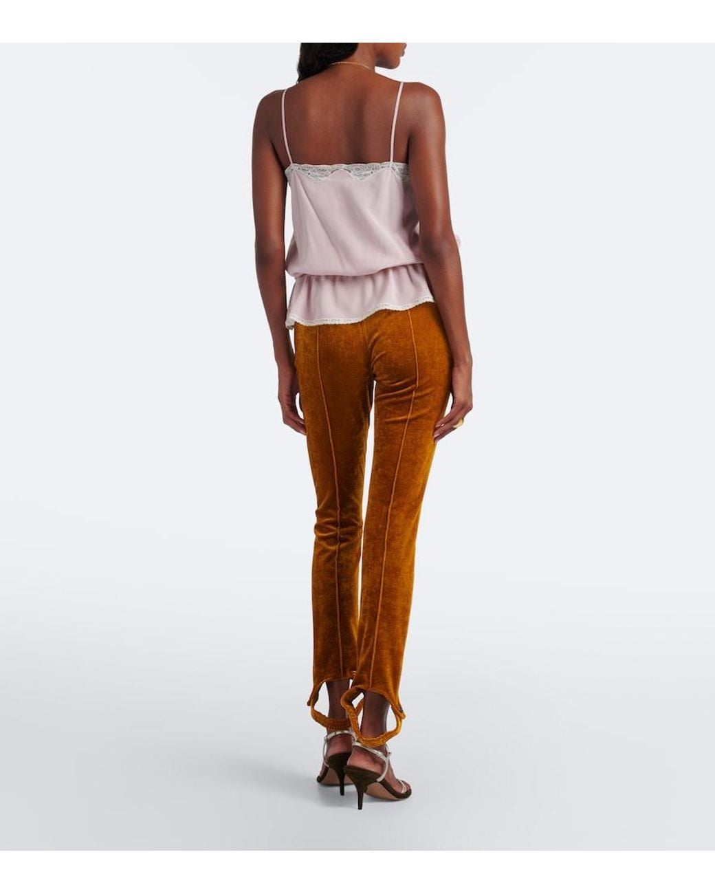 Chloé Brown Velvet Stirrup Pants