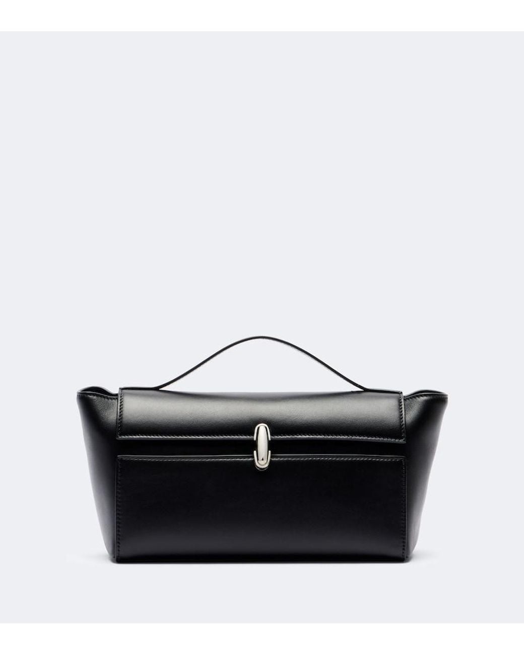 SAVETTE Black Symmetry Trapeze Leather Clutch