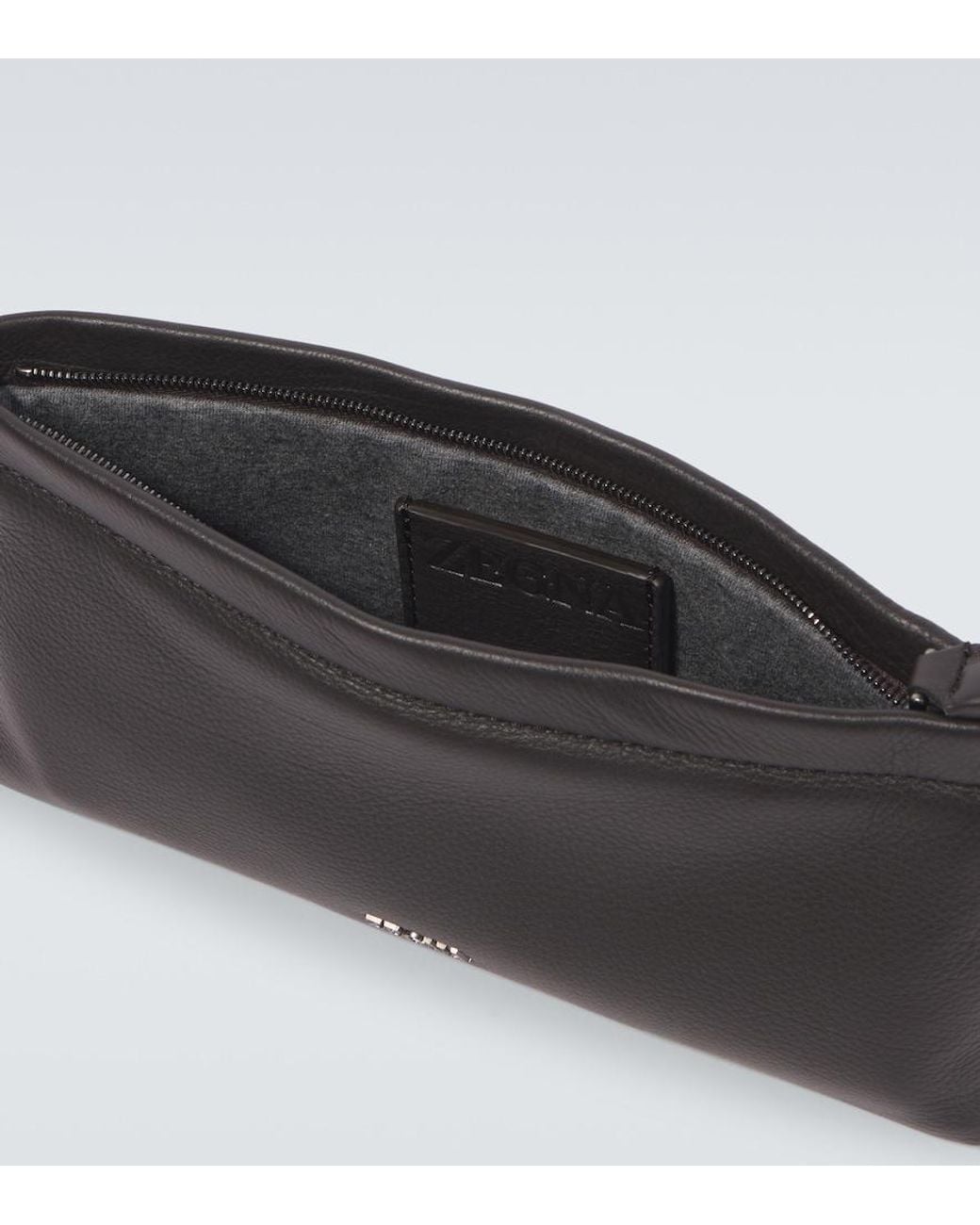 Zegna Black Secondskin Leather Toiletry Bag for men