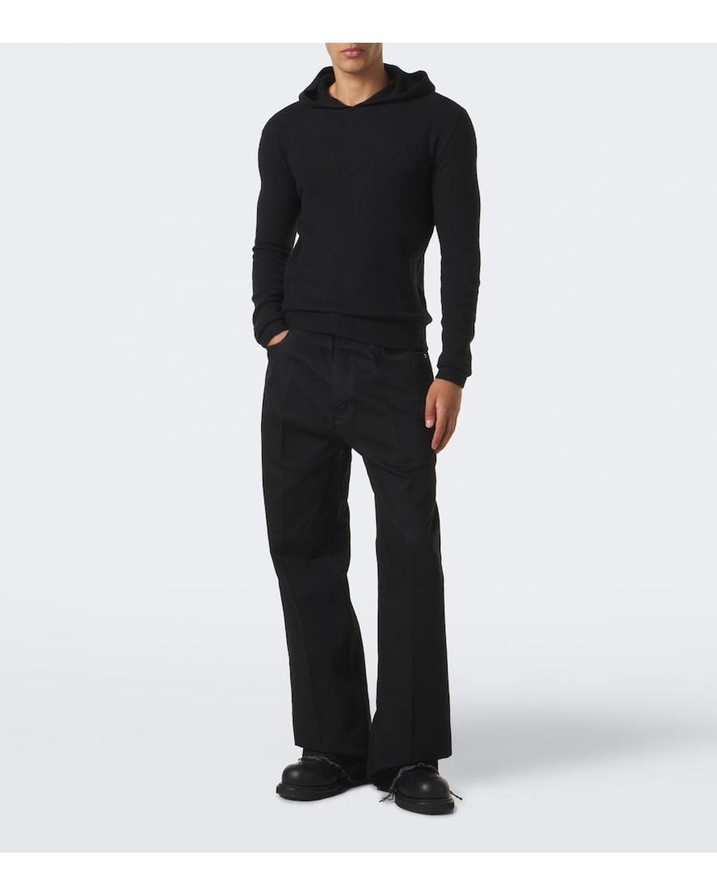 Rick Owens Black Geth Distressed Wide-Leg Jeans for men