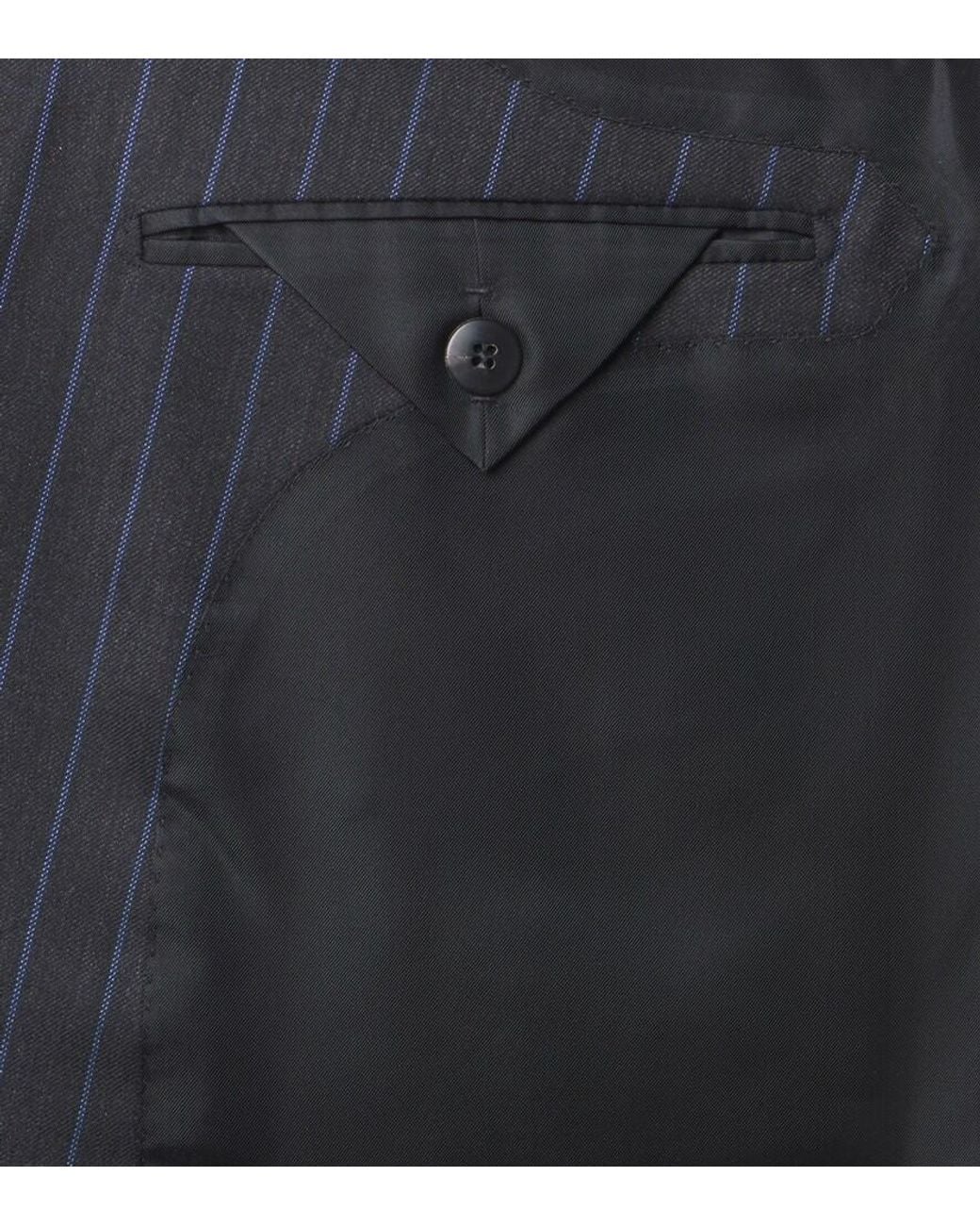 Tom Ford Blue Pinstripe Double-Breasted Wool Blazer for men