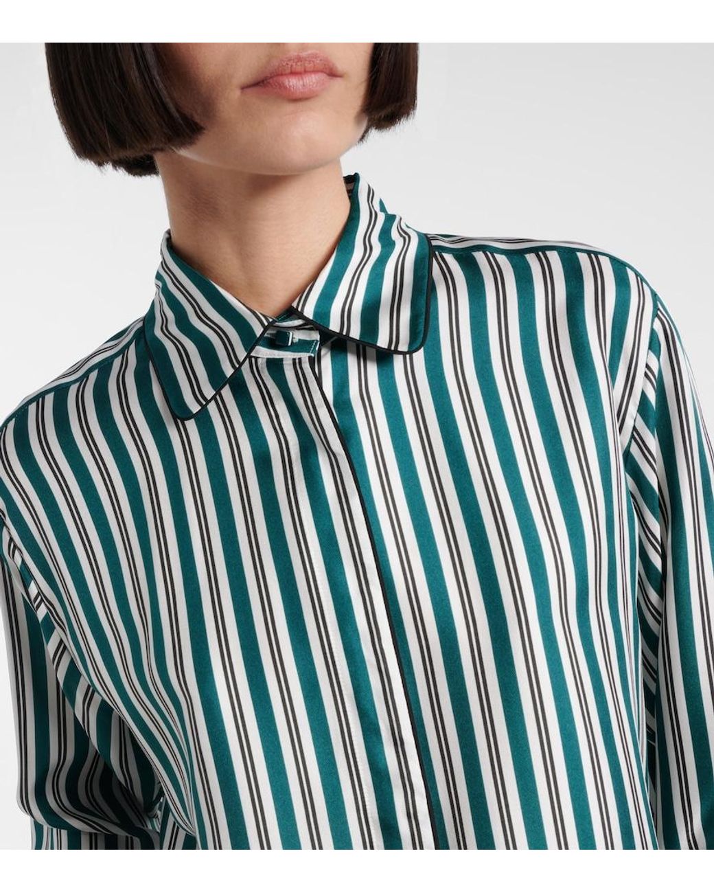 Max Mara Blue Brama Striped Silk Shirt
