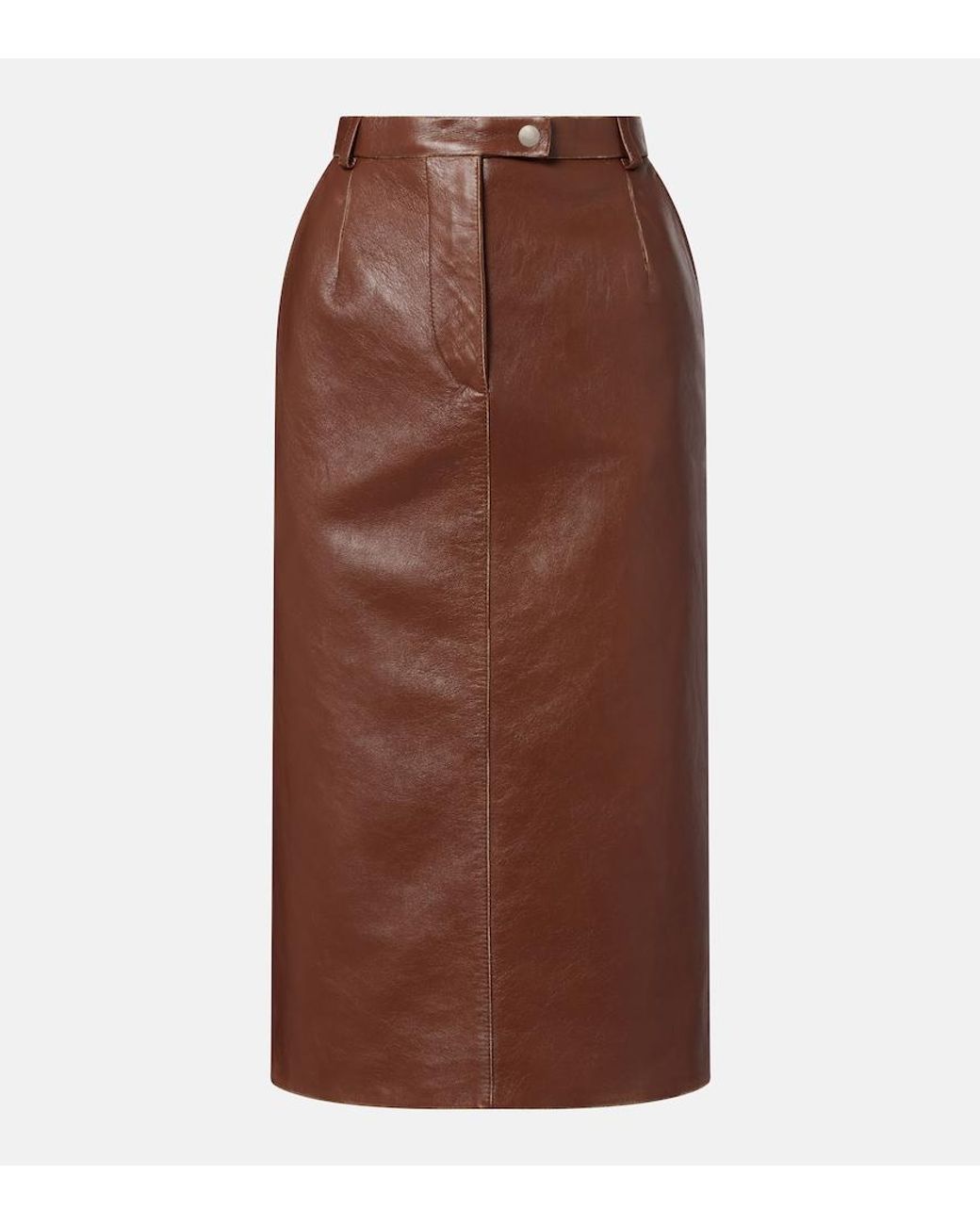 Prada Brown Leather Pencil Skirt