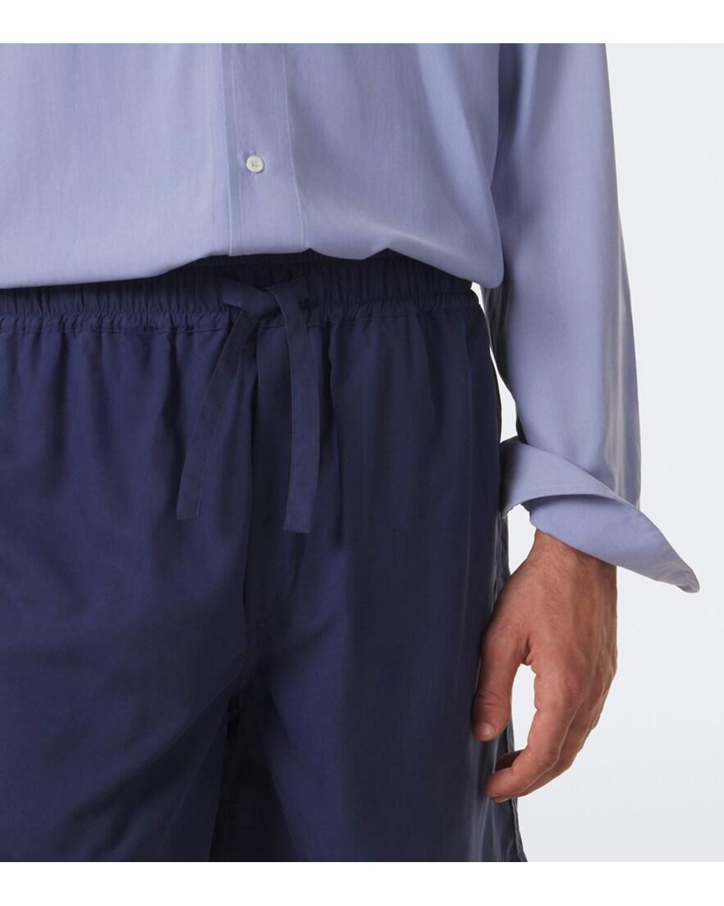 Saman Amel Blue Silk Shorts for men