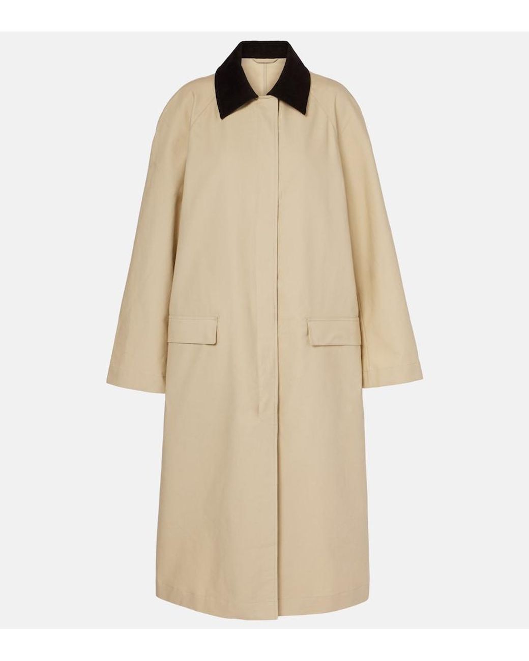 Totême Natural Corduroy-Trimmed Cotton Gabardine Coat