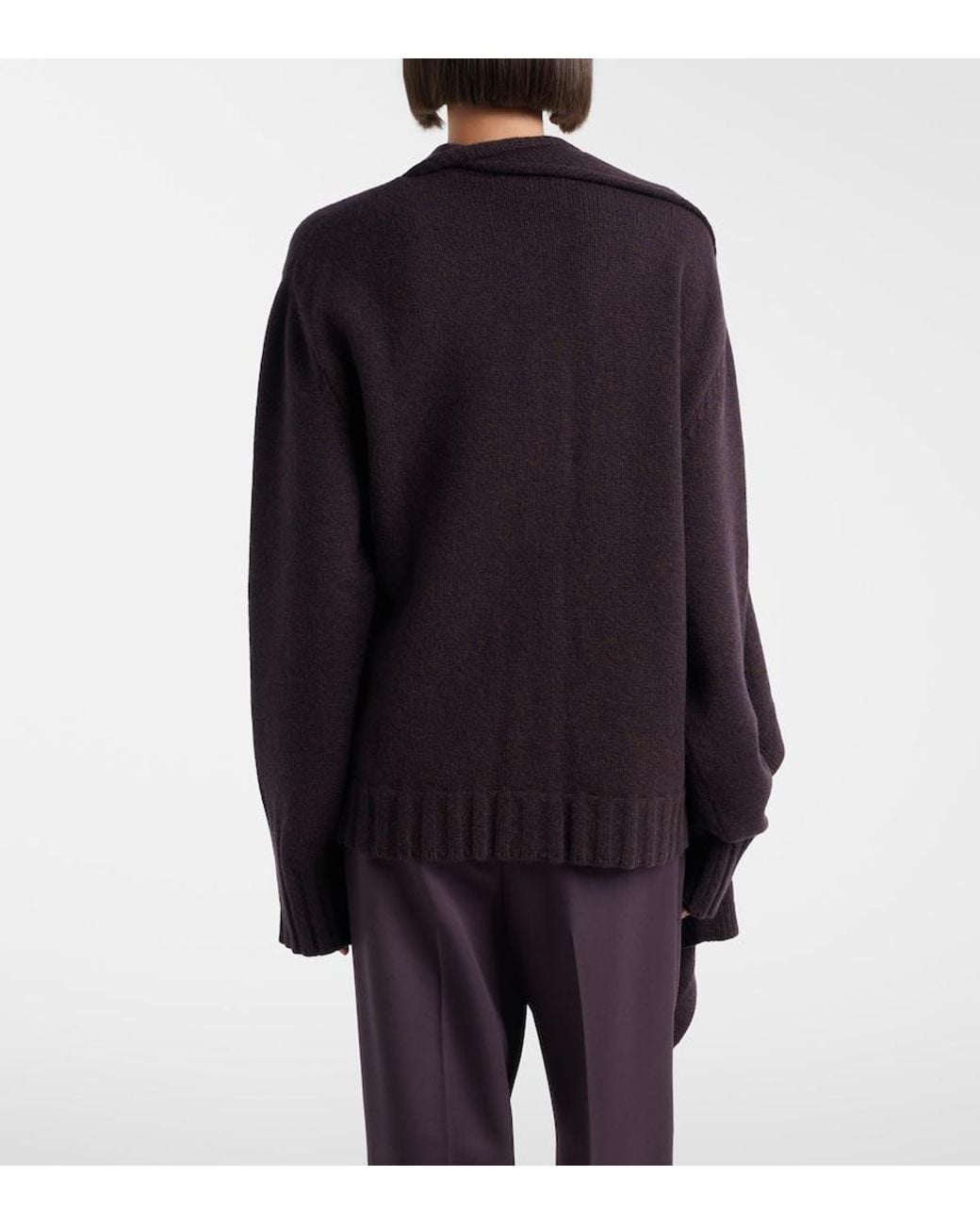 The Attico Blue Scarf-Detail Wool And Cashmere Cardigan