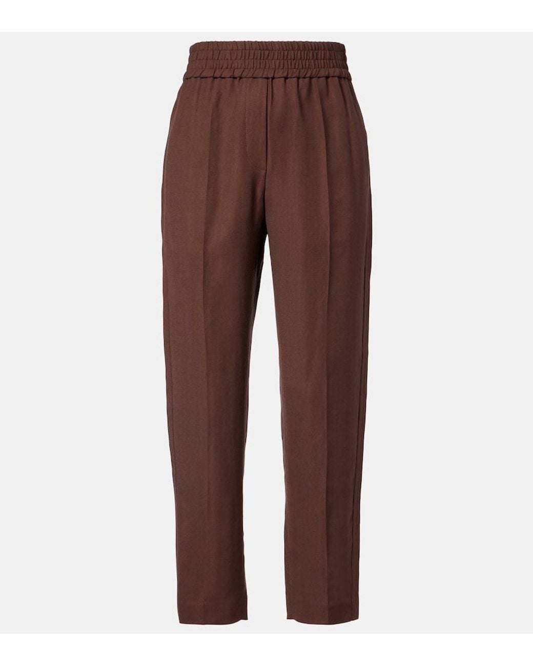 Brunello Cucinelli Brown Mid-Rise Straight Pants