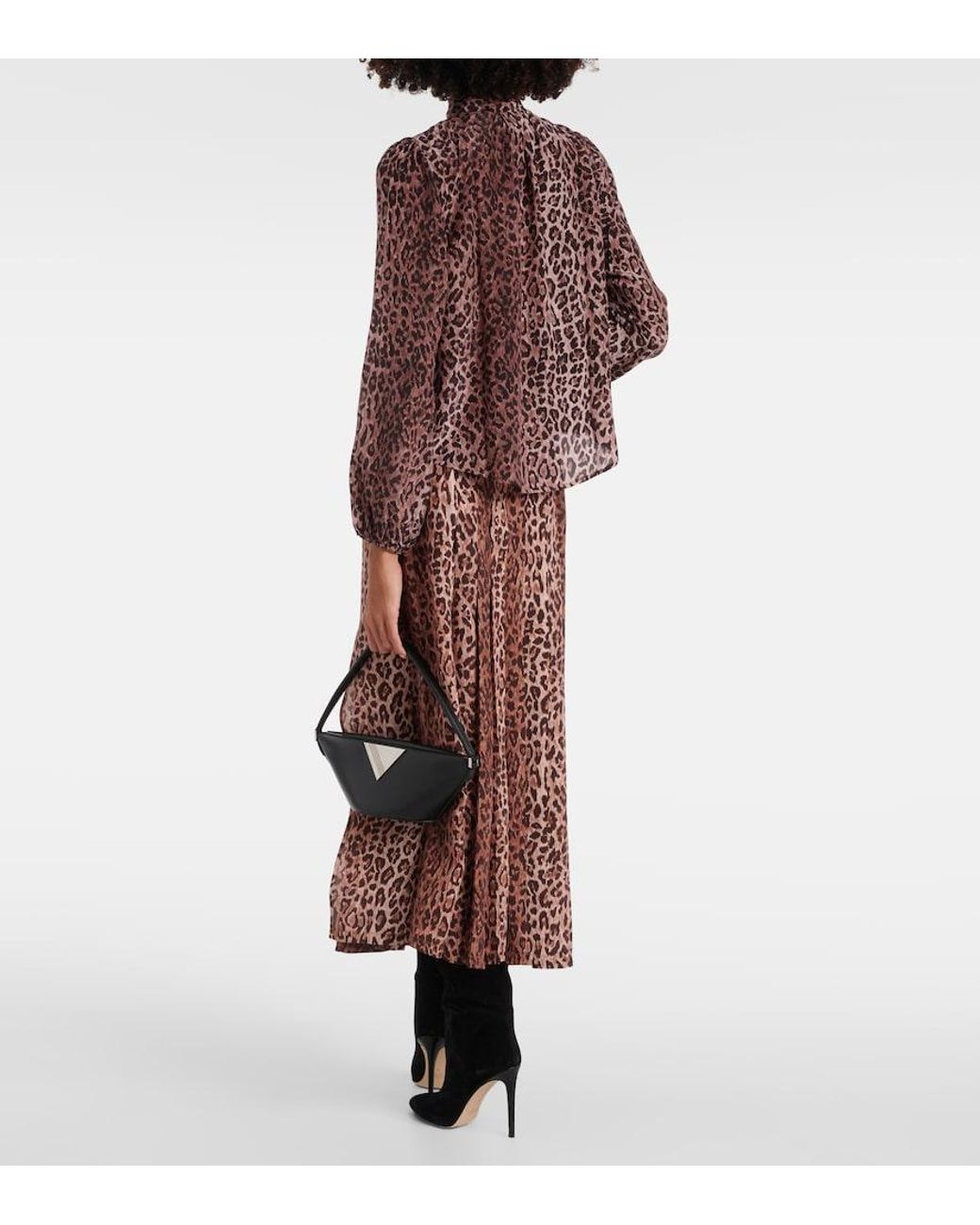 Blusa Moss De Seda Con Estampado De Leopardo Rixo de color Brown