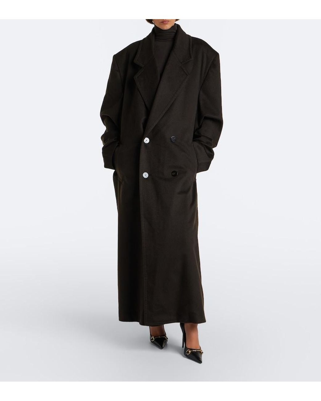 Gucci Black Double-Breasted Oversized Cashmere Coat