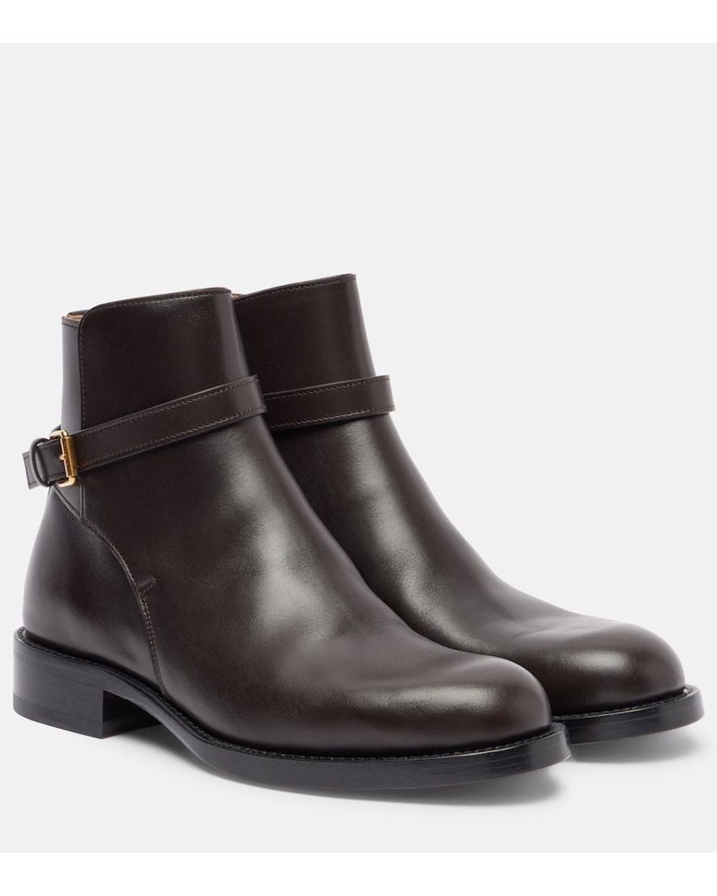 The Row Black Nobilis Leather Ankle Boots