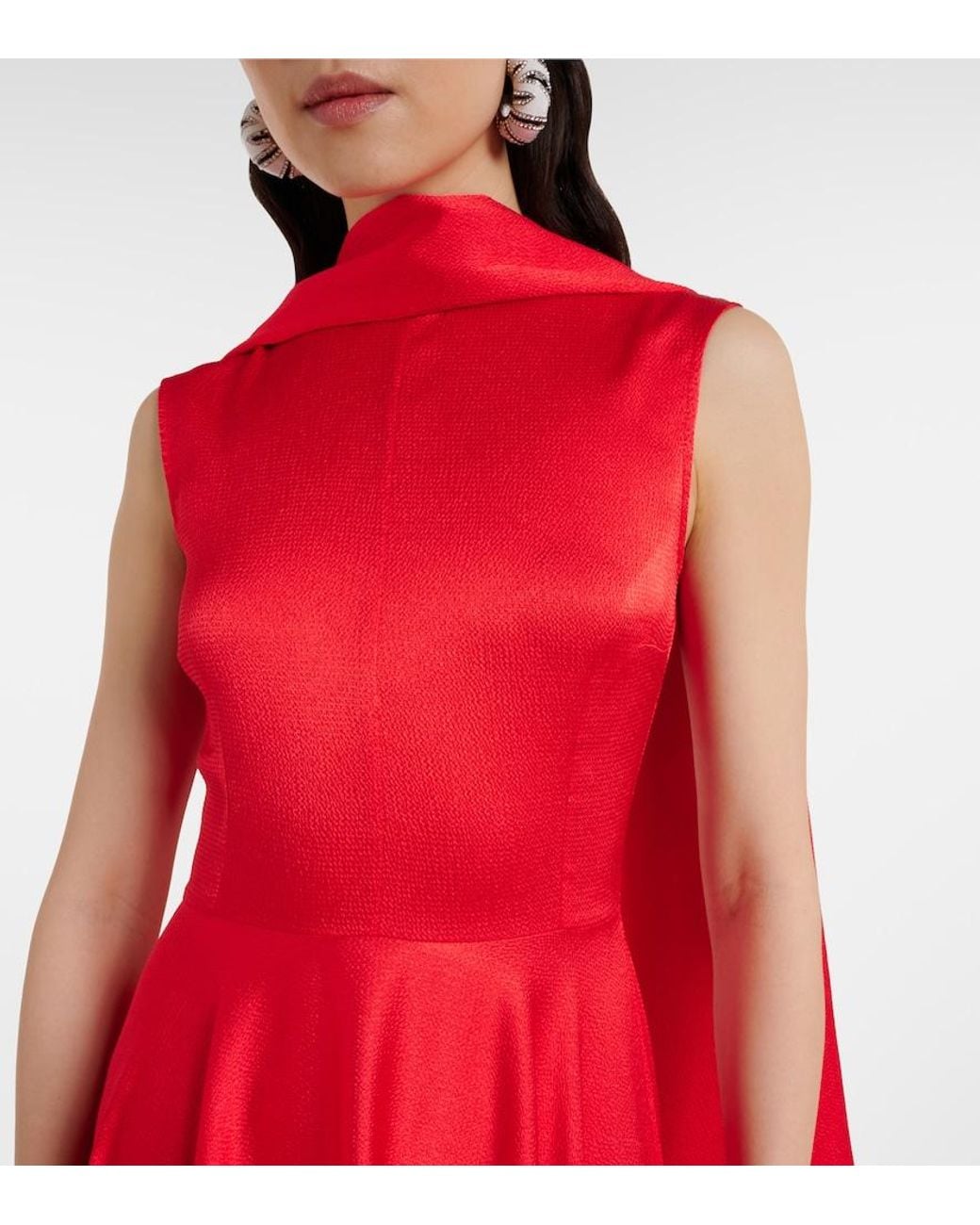 Solace London Red Emelia Scarf-Detail Satin Gown