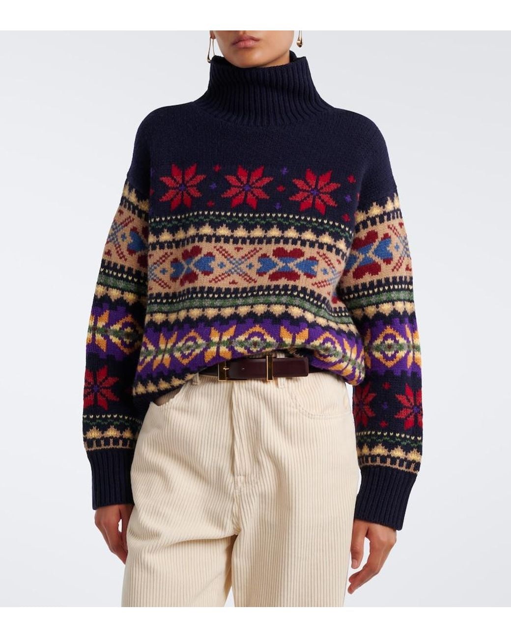 Polo Ralph Lauren Blue Wool-Blend Turtleneck Sweater