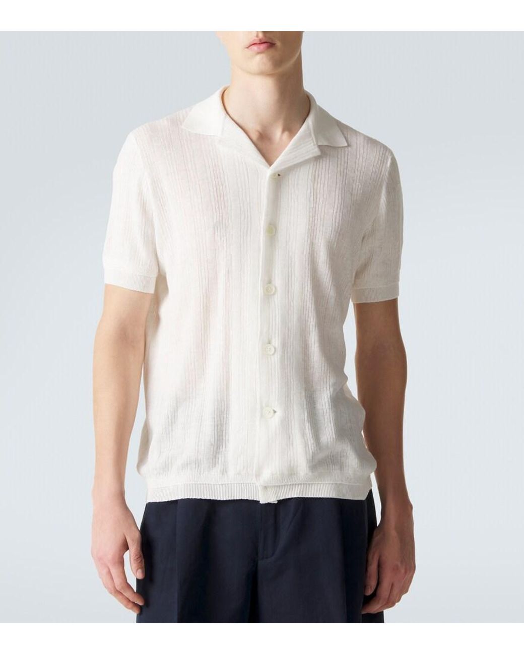 Brioni White Linen And Cotton Shirt for men