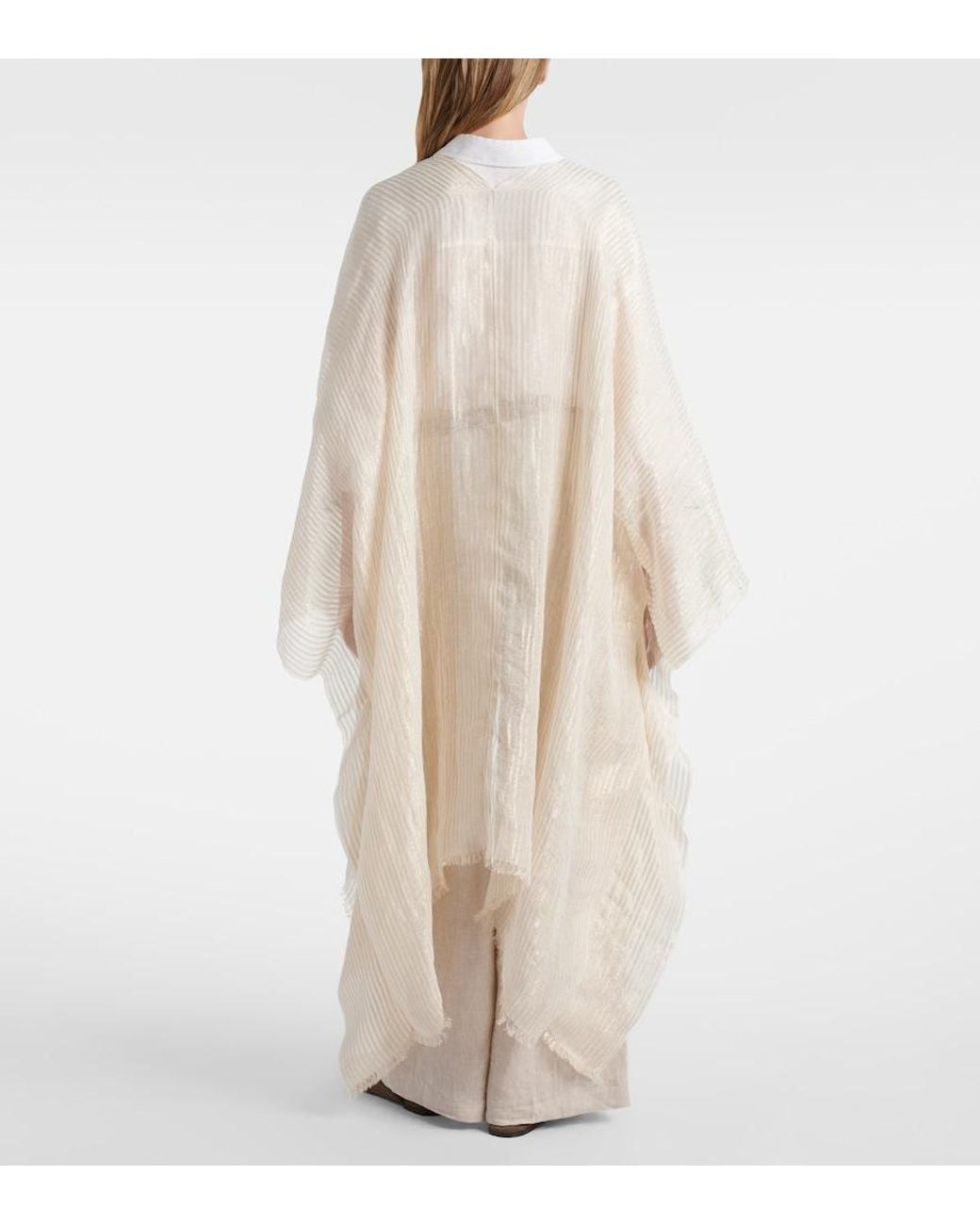 Brunello Cucinelli White Cape Aus Einem Leinengemisch