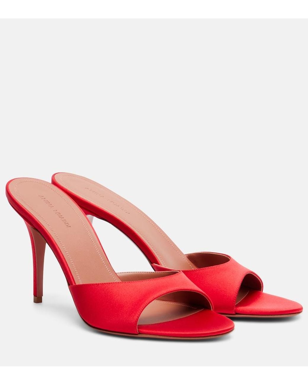 AMINA MUADDI Red Elodie 90 Satin Mules