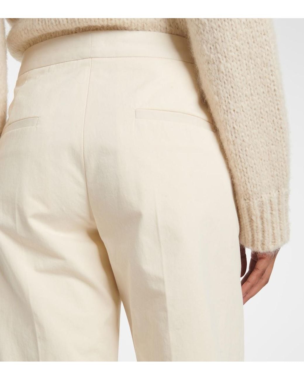 Jil Sander Natural Cropped Cotton Straight Pants