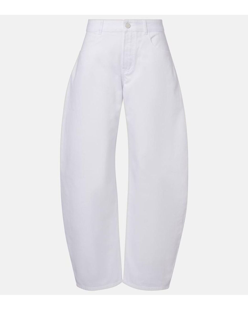 Alaïa White Mid-Rise Barrel-Leg Jeans