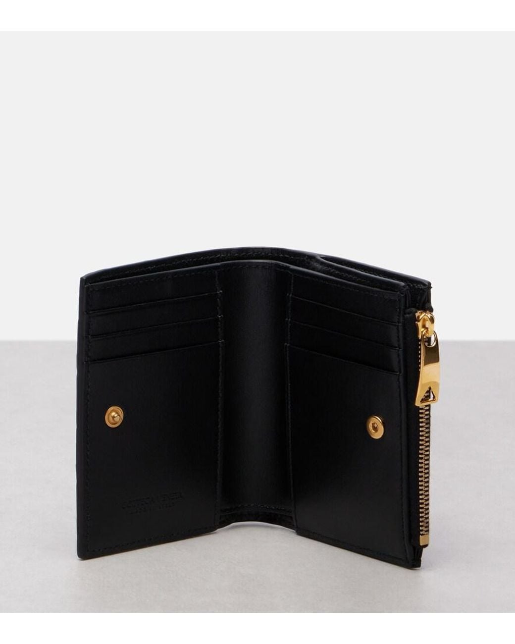 Bottega Veneta Black Intrecciato Leather Bifold Wallet