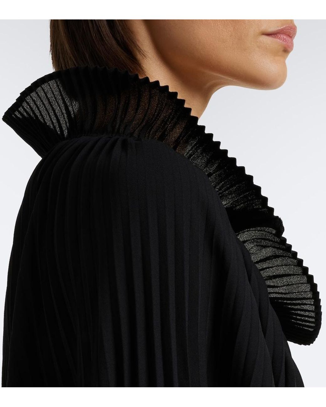 Junya Watanabe Black Pleated Wool-Paneled Midi Dress