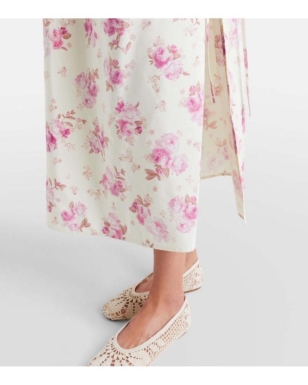 Magda Butrym Pink Floral Silk Midi Skirt