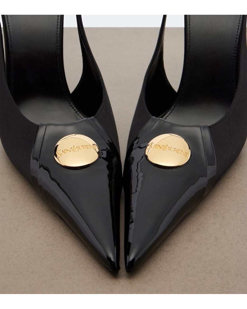 Saint Laurent Black Louis Satin Slingback Pumps