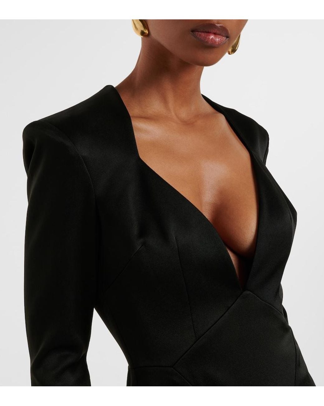 Alex Perry Black Satin Crepe Gown