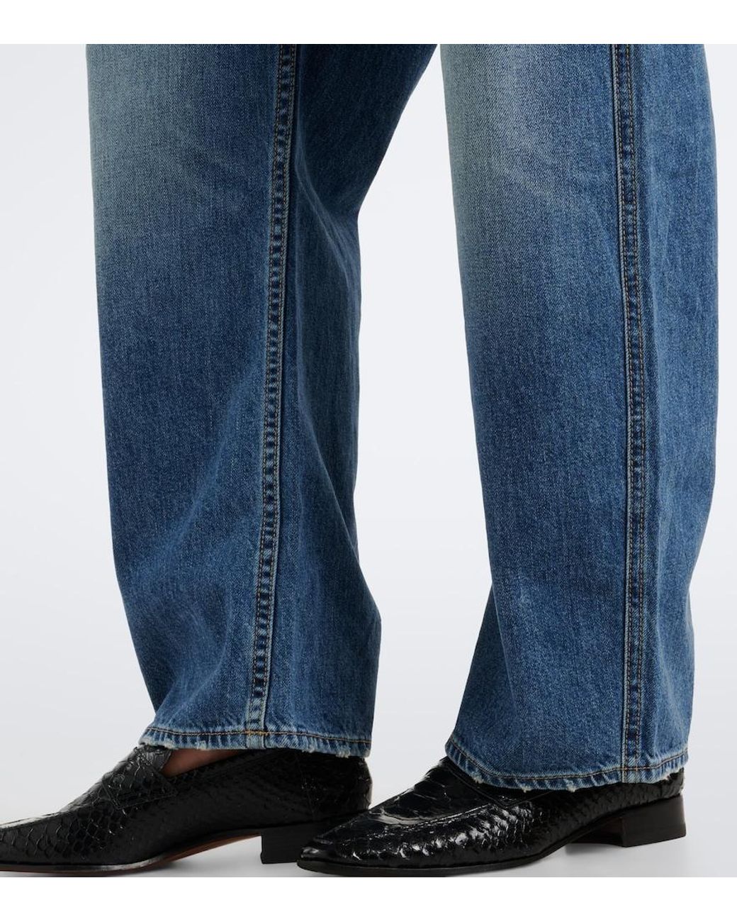 Nili Lotan Blue Tribeca Barrel-Leg Jeans