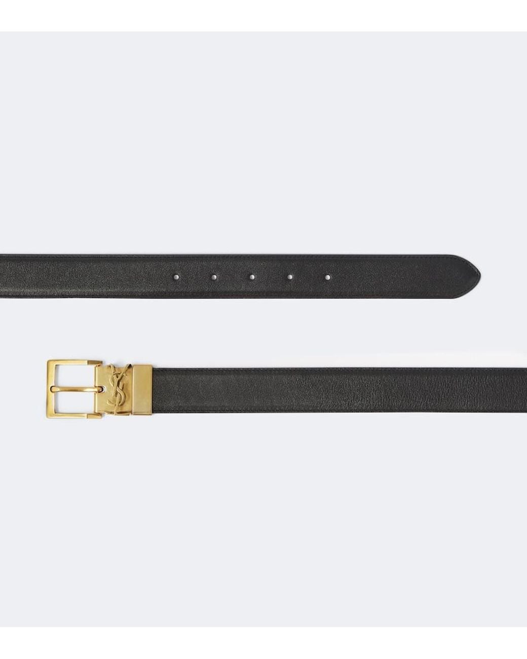Saint Laurent Black Vadim Cassandre Reversible Leather Belt for men