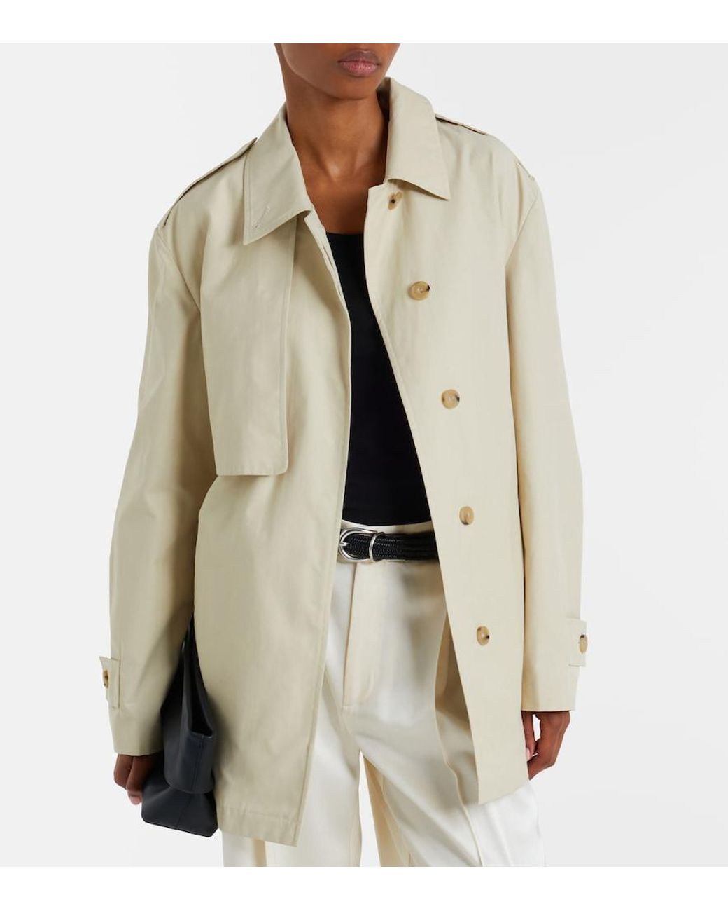 Vince Natural Cotton-Blend Cropped Trench Coat