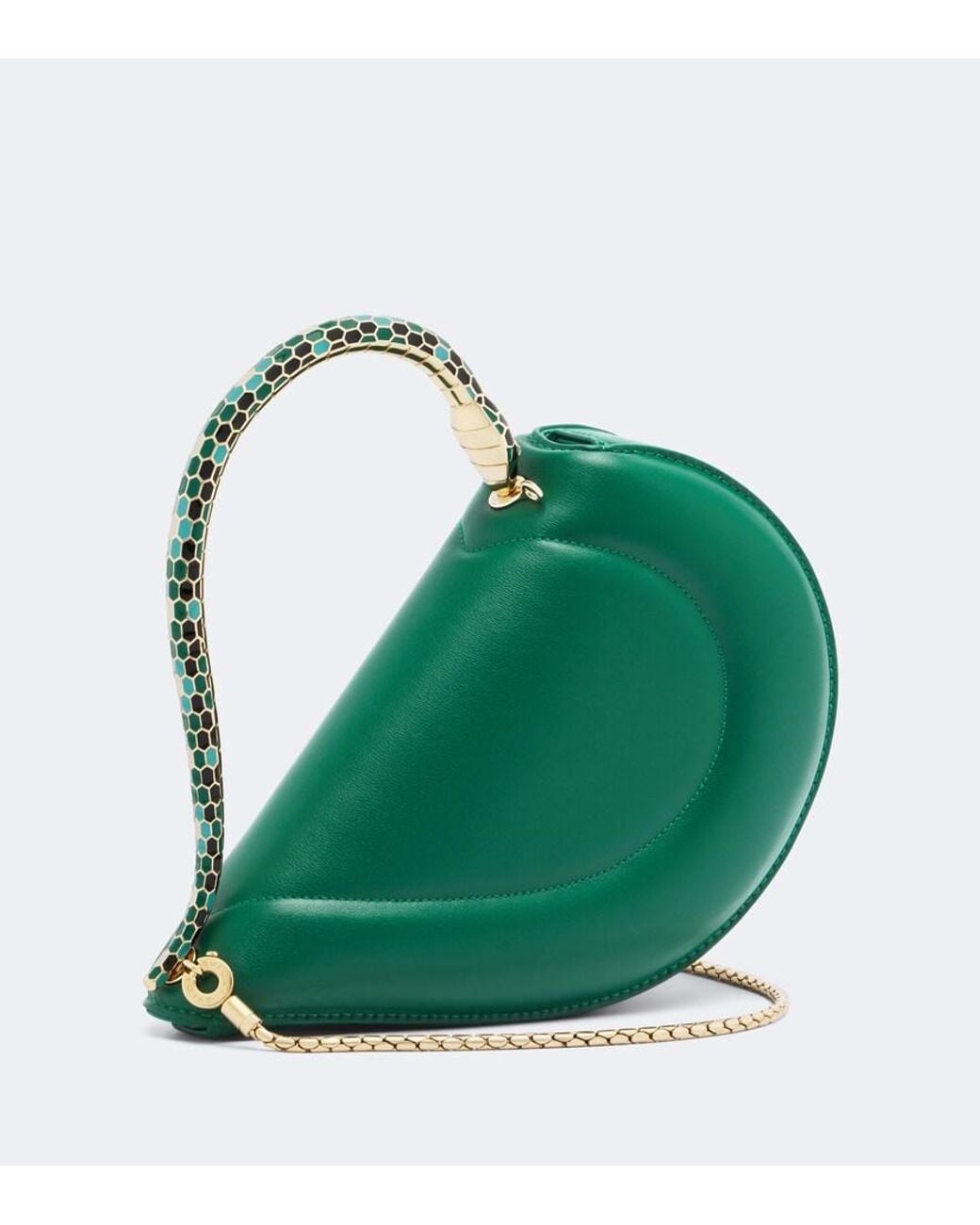 BVLGARI Green Serpenti Cuore 1968 Leather Top-Handle Bag