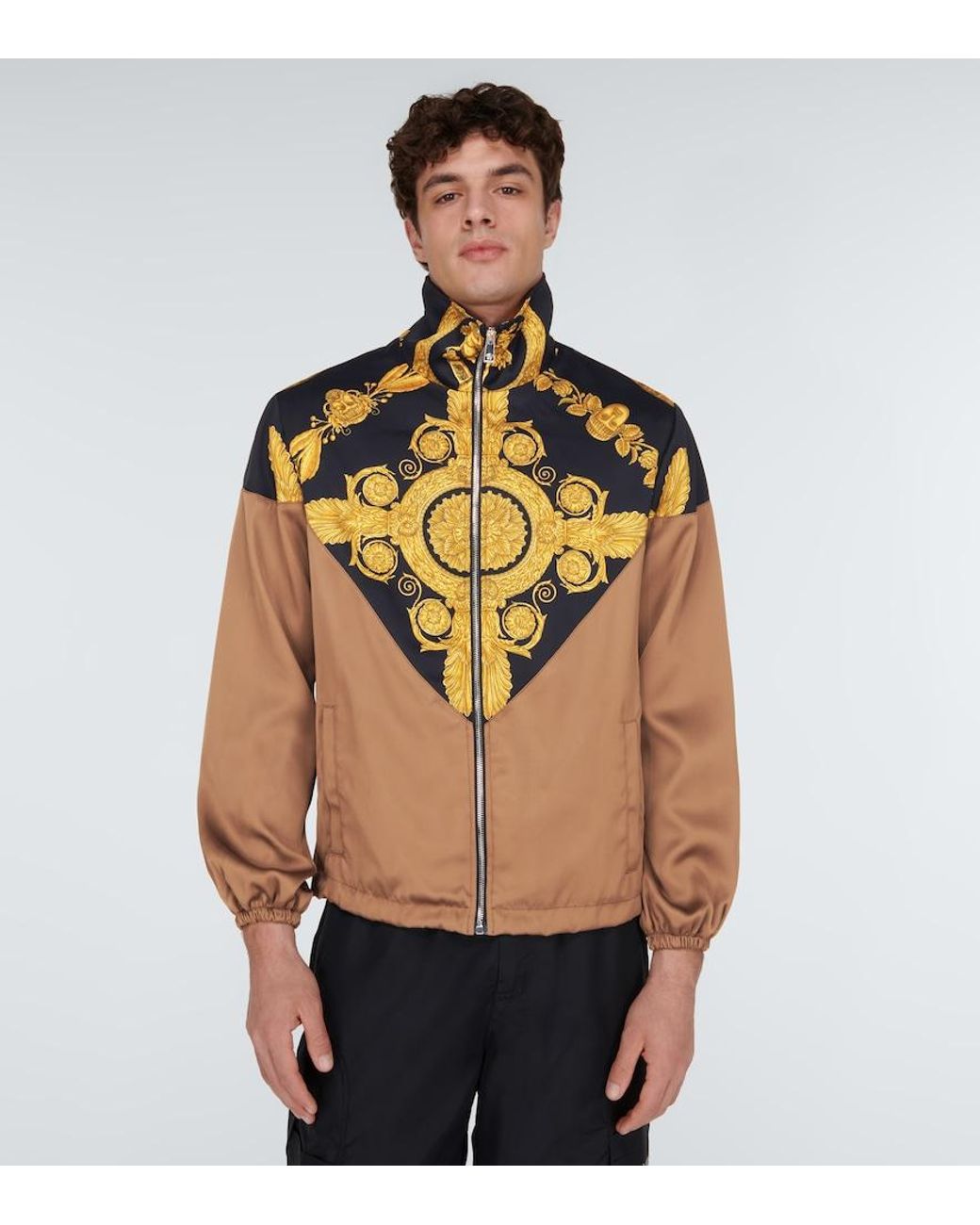 Versace Multicolor Baroque Print Techno Fabric Jacket For for men