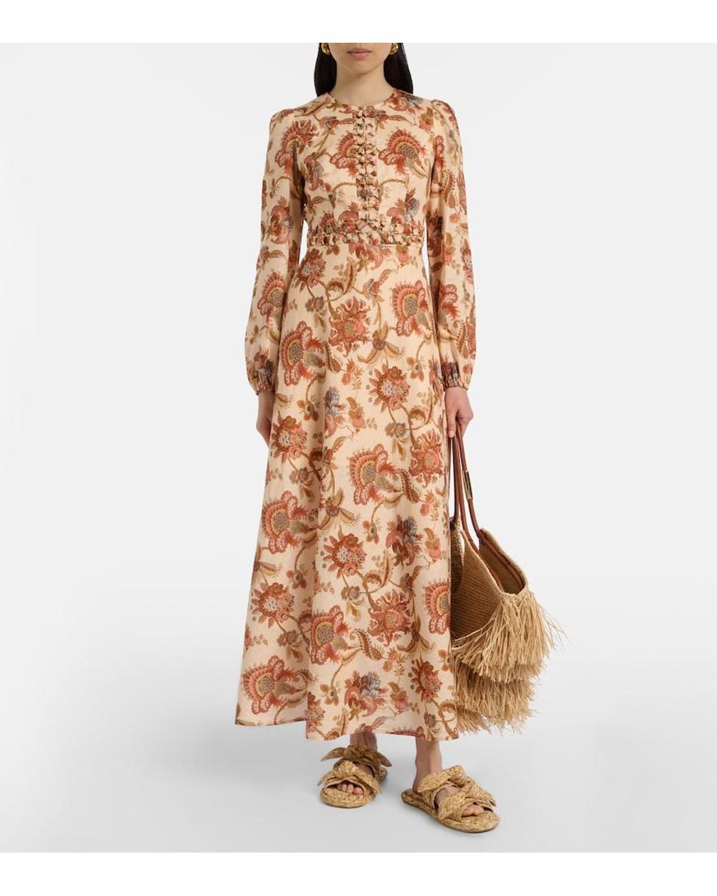 Zimmermann Natural Carousel Raffia Espadrille Slides