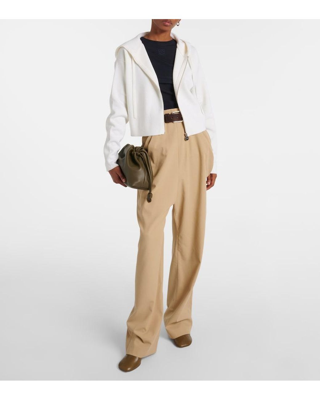 Loewe White Anagram Wool-Blend Zip-Up Hoodie