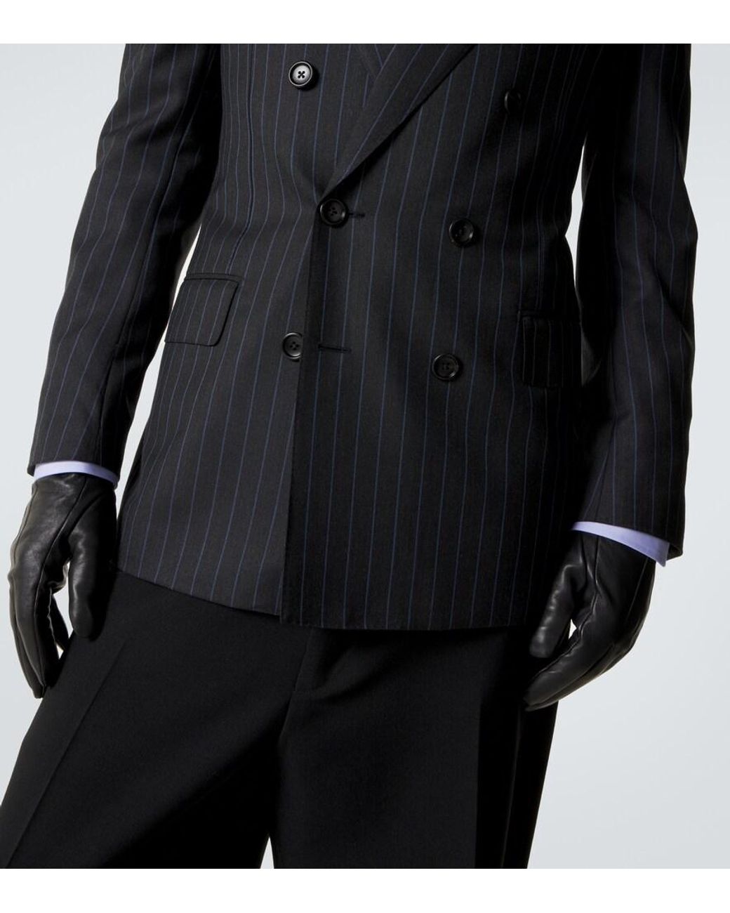 Tom Ford Blue Pinstripe Double-Breasted Wool Blazer for men