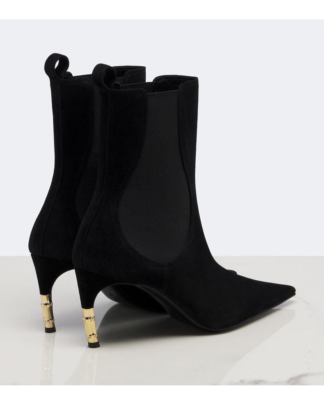 Gucci Black Embellished Suede Ankle Boots