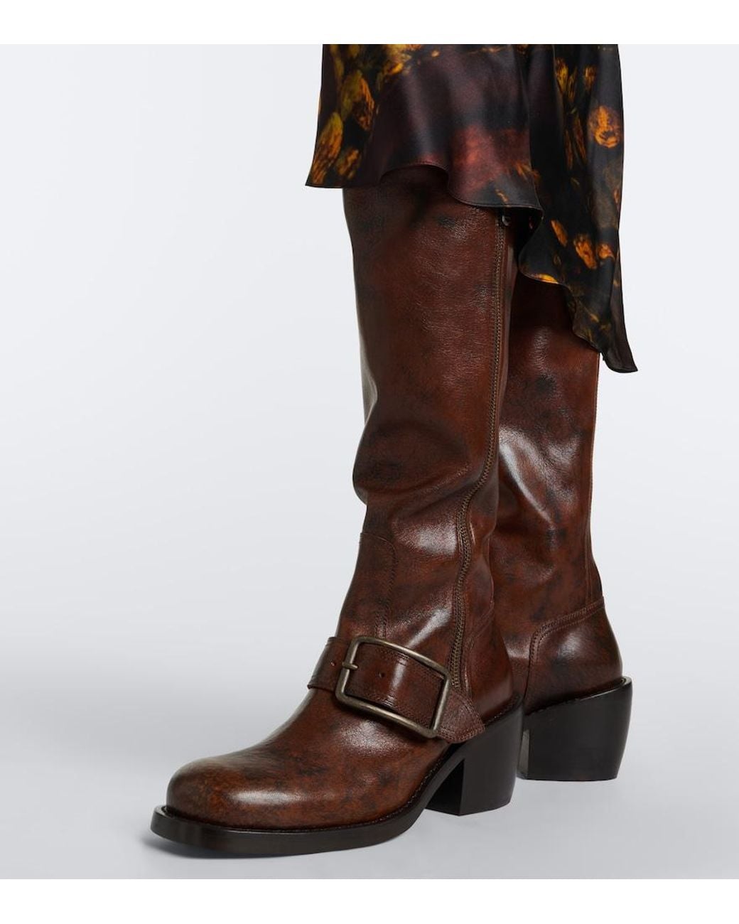 Dries Van Noten Brown Leather Over-The-Knee Boots