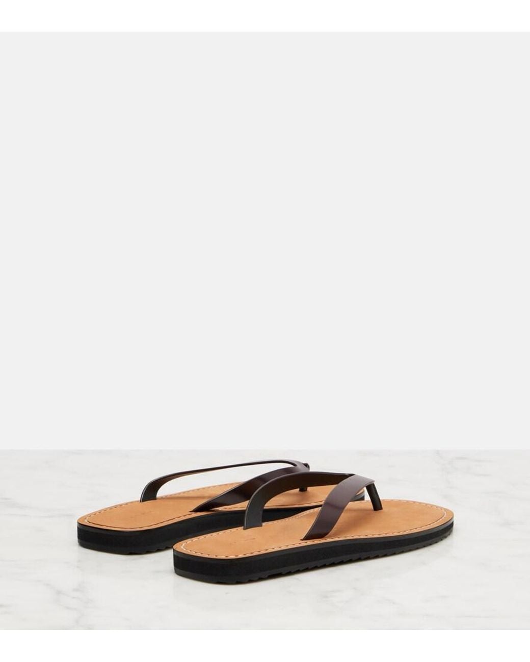 The Row Brown City Leather Thong Sandals