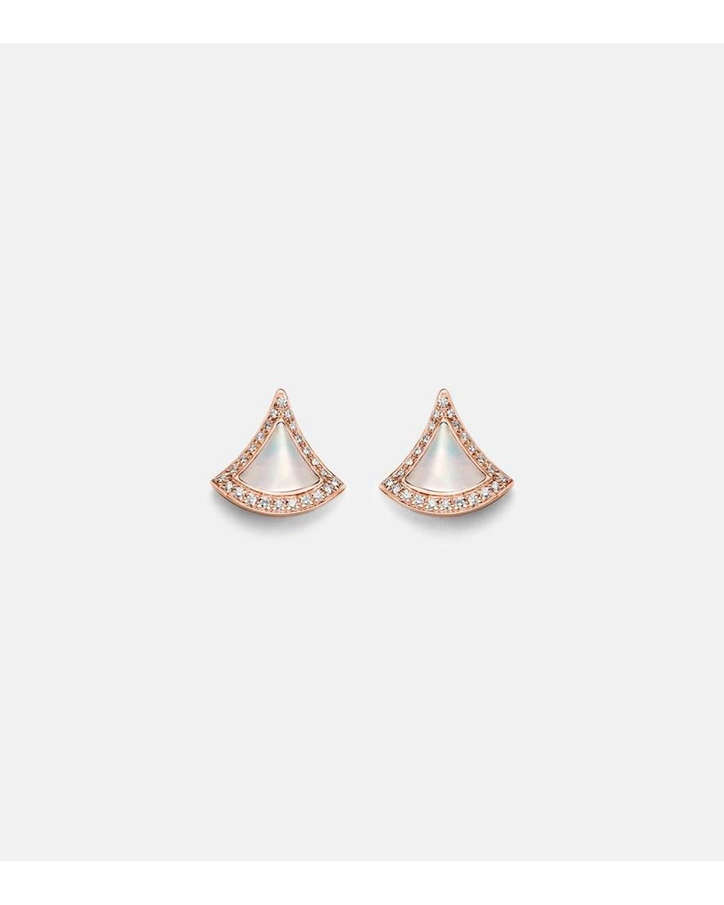 BVLGARI White Divas' Dream 18Kt Rose Earrings With Mother-Of-Pearl And Diamonds