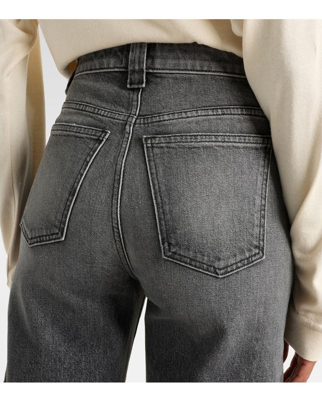 Khaite Gray Dane High-Rise Wide-Leg Jeans