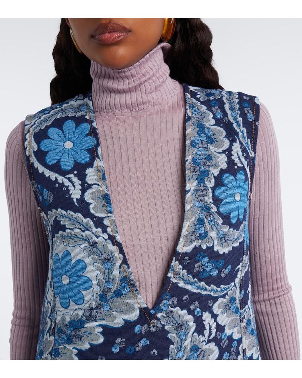 LaDoubleJ Blue Root Beer Floral Jacquard Minidress