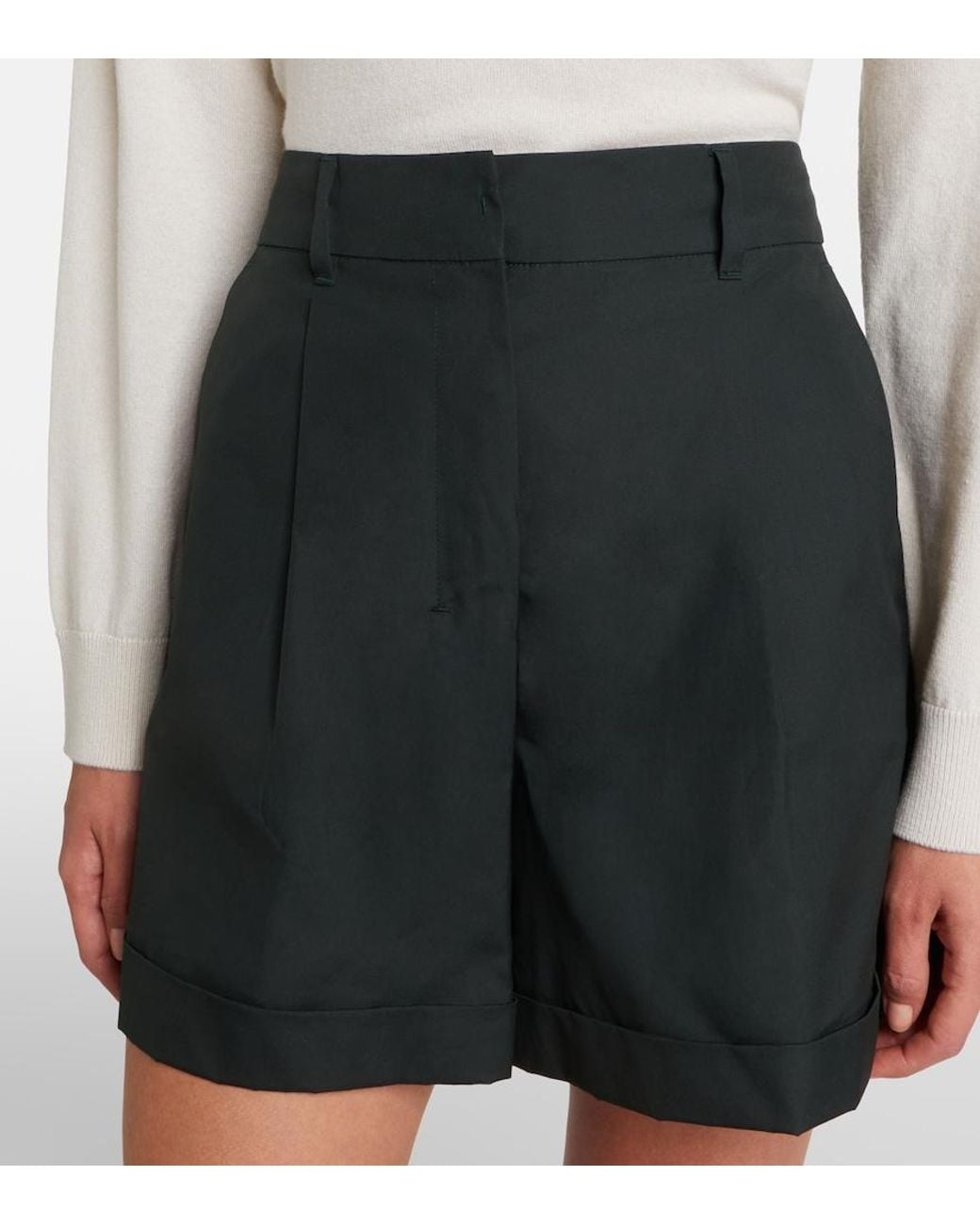 Max Mara Black Cotton Poplin Shorts