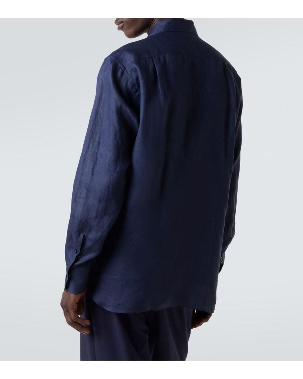 Saman Amel Blue Linen Shirt for men
