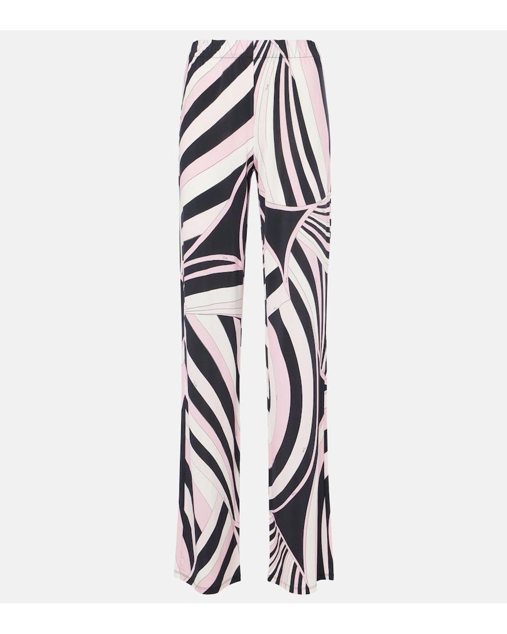 Emilio Pucci White Iride Jersey Satin Straight Pants