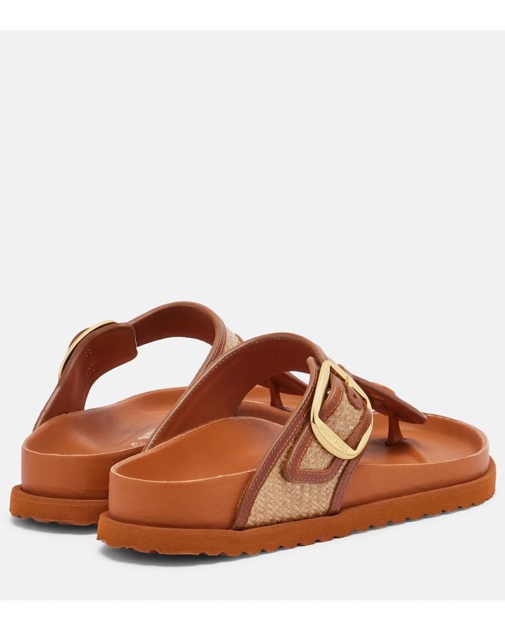 Birkenstock Brown Gizeh Leather-Trimmed Woven Thong Sandals