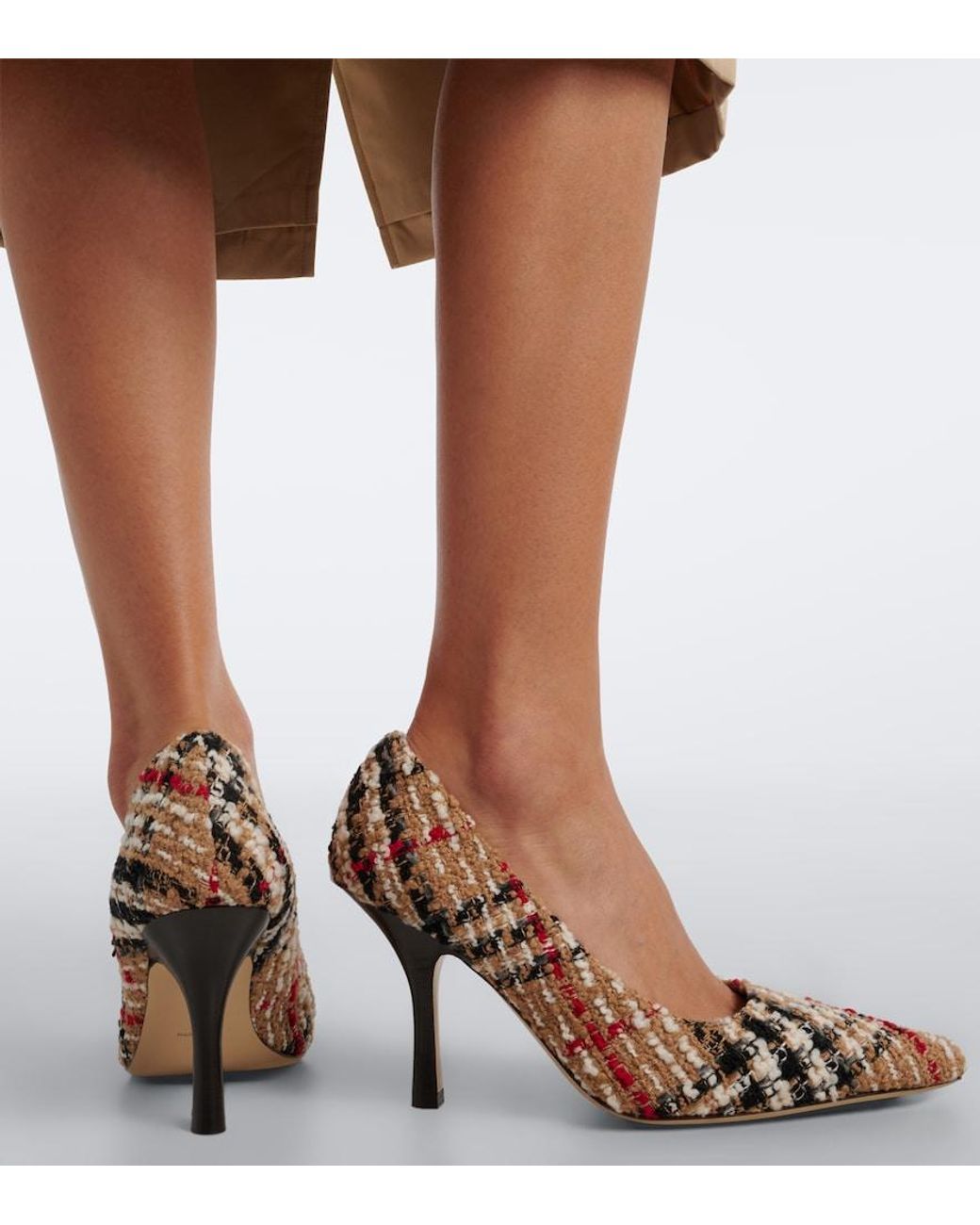 Burberry Brown Check Boucle Pumps