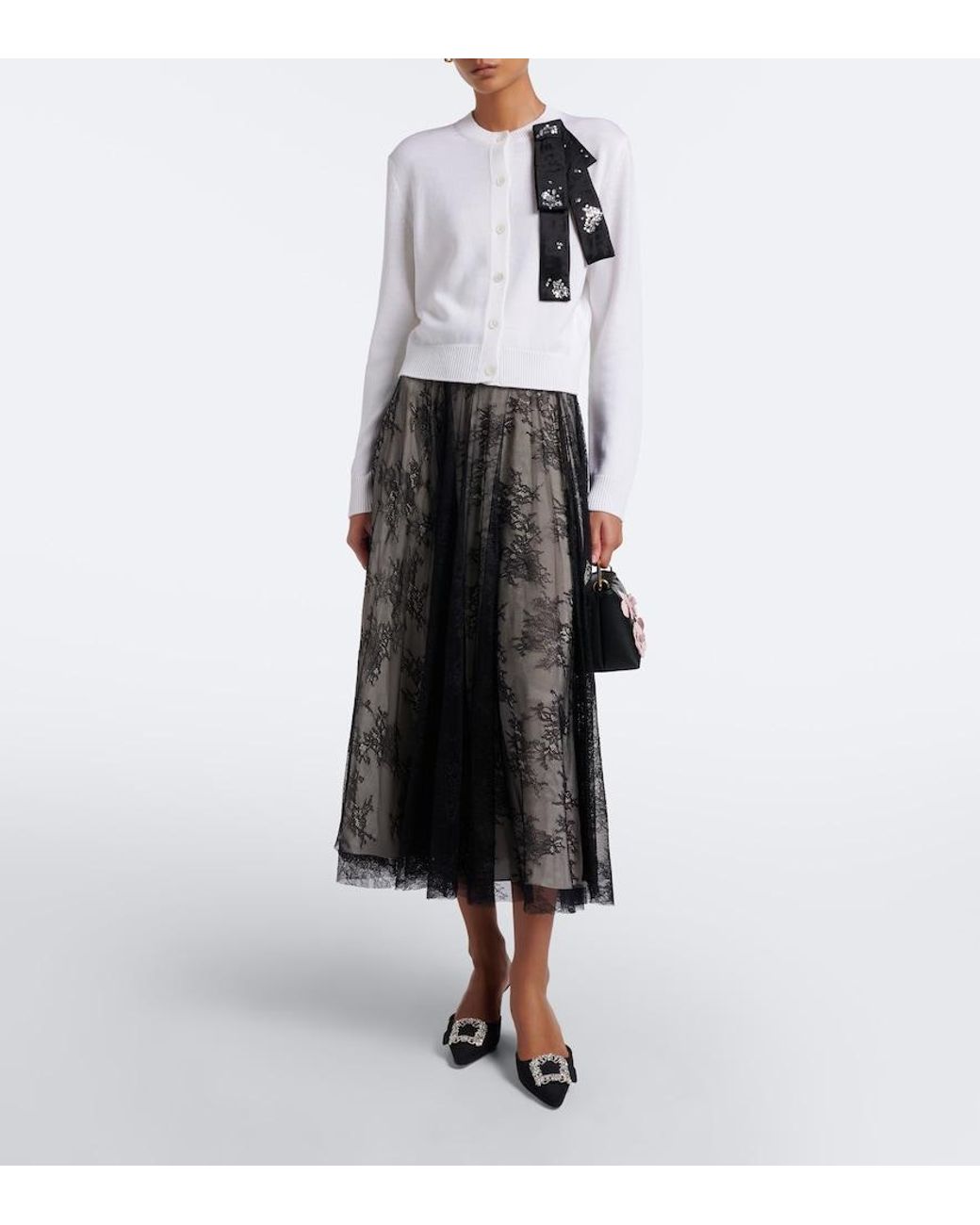 Erdem White Embellished Wool Cardigan