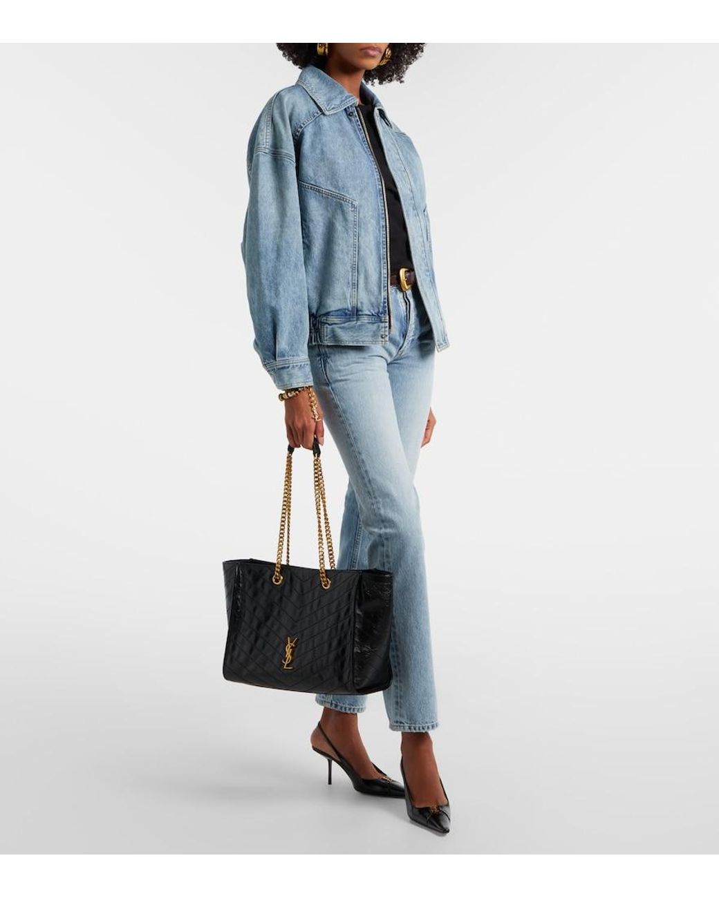 Saint Laurent Black Niki Medium Leather Shopper